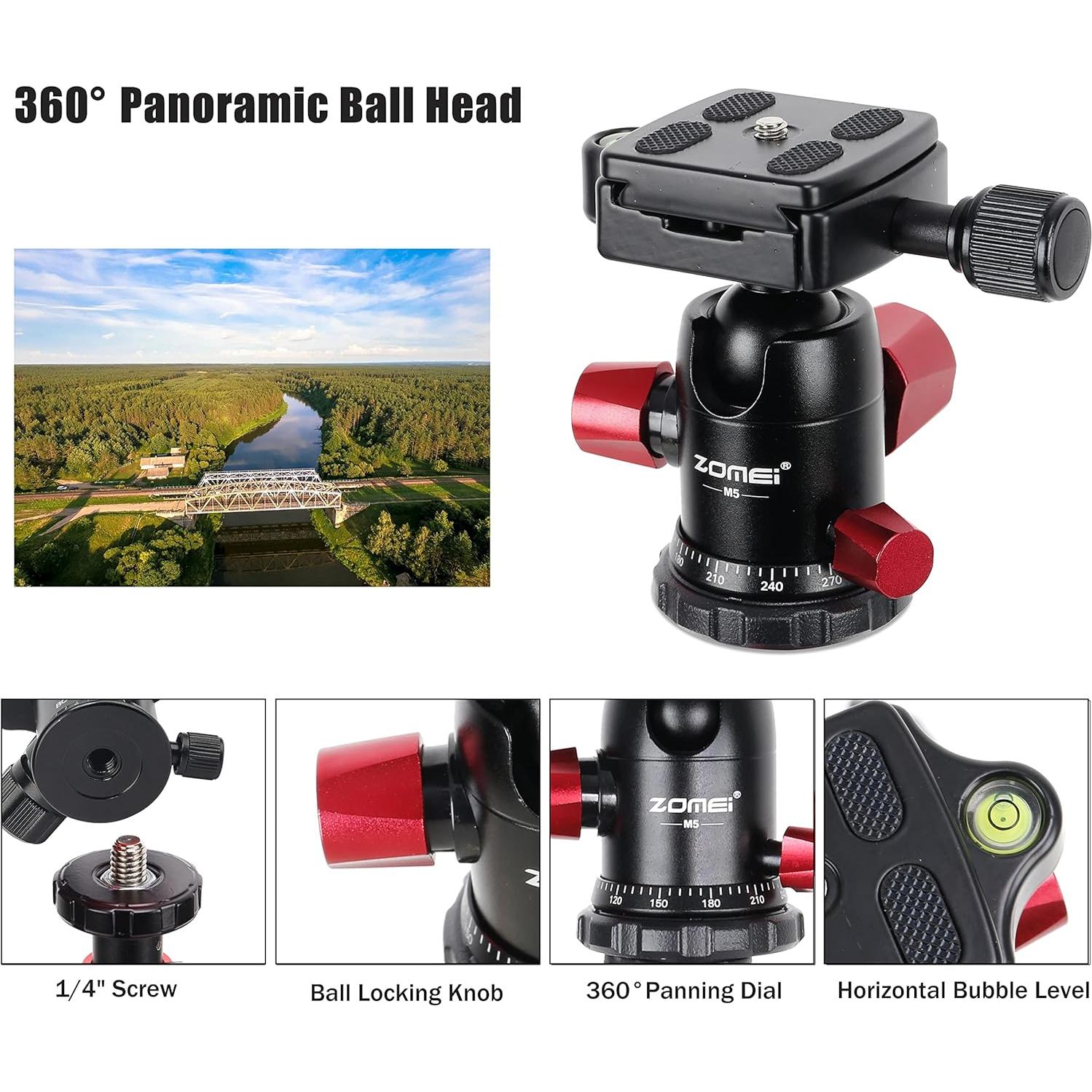 Trípode ZOMEI M5 de Aluminio Ligero para Cámara y Smartphone