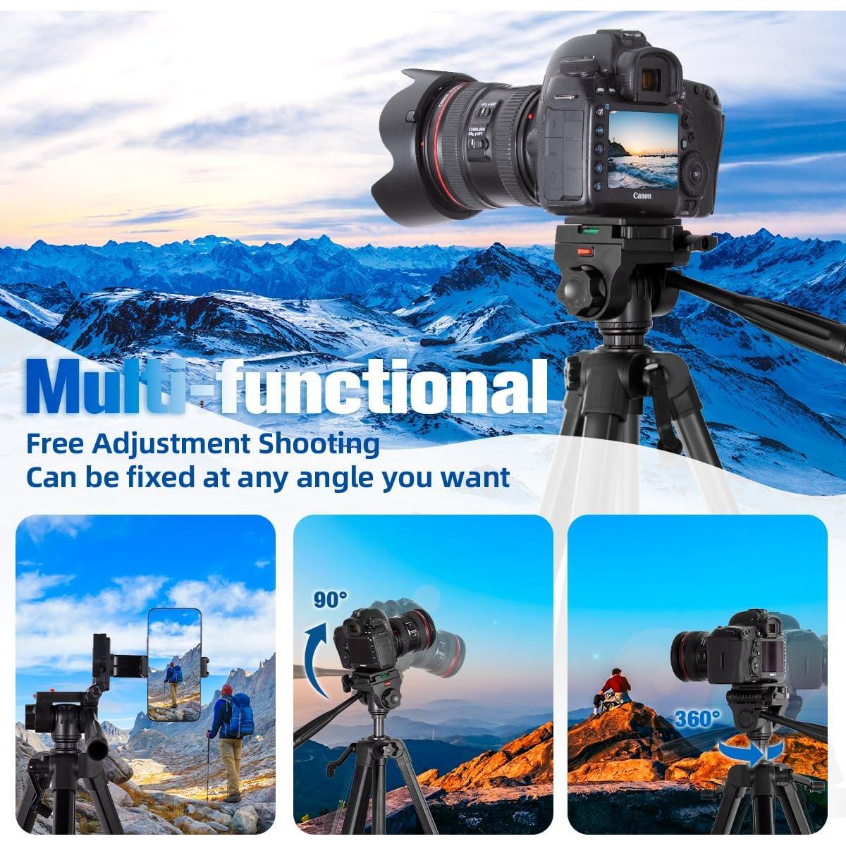 Trípode de Cámara DSLR Arsoer 74" con Soporte para Teléfono