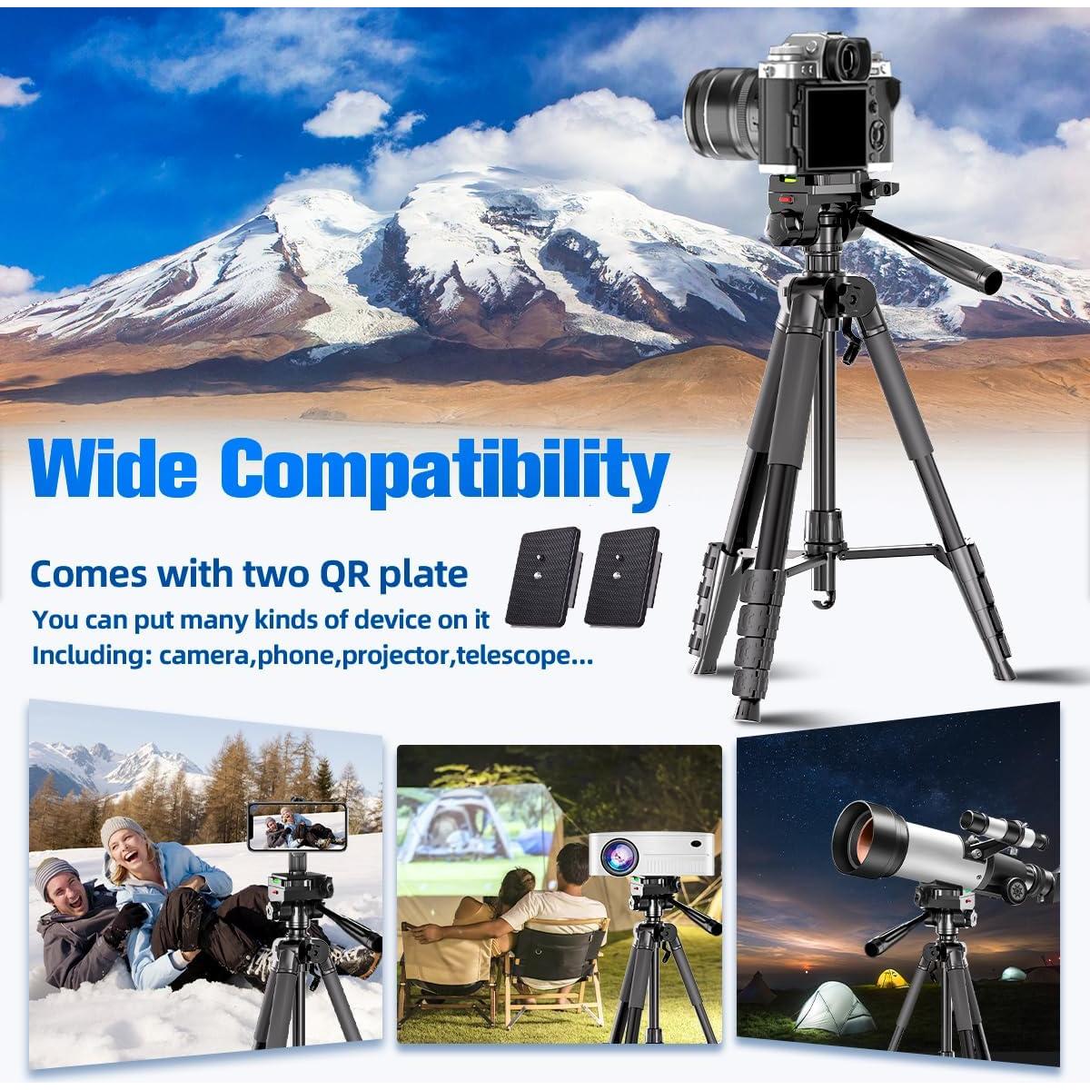 Trípode de Cámara DSLR Arsoer 74" con Soporte para Teléfono