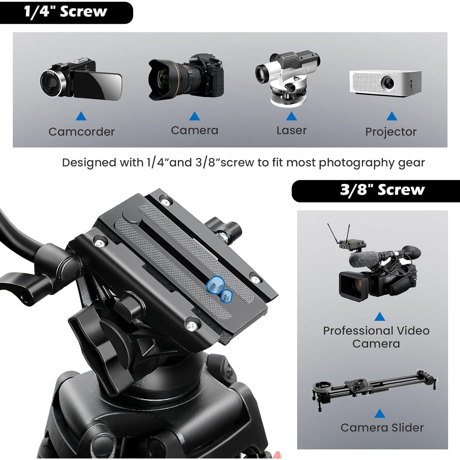 Trípode de Video Mactrem VT72 210cm Cabezal Fluido 33kg