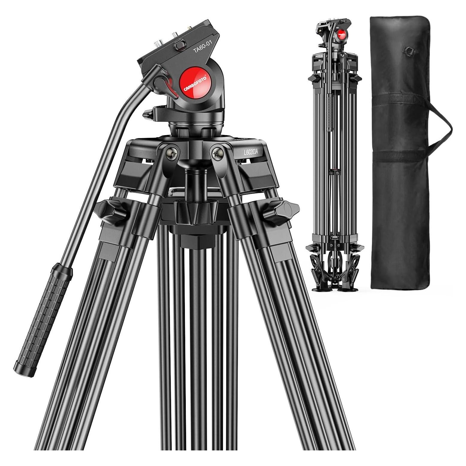 Trípode Profesional CAMBOFOTO TA60 170 cm con Cabezal de Fluido