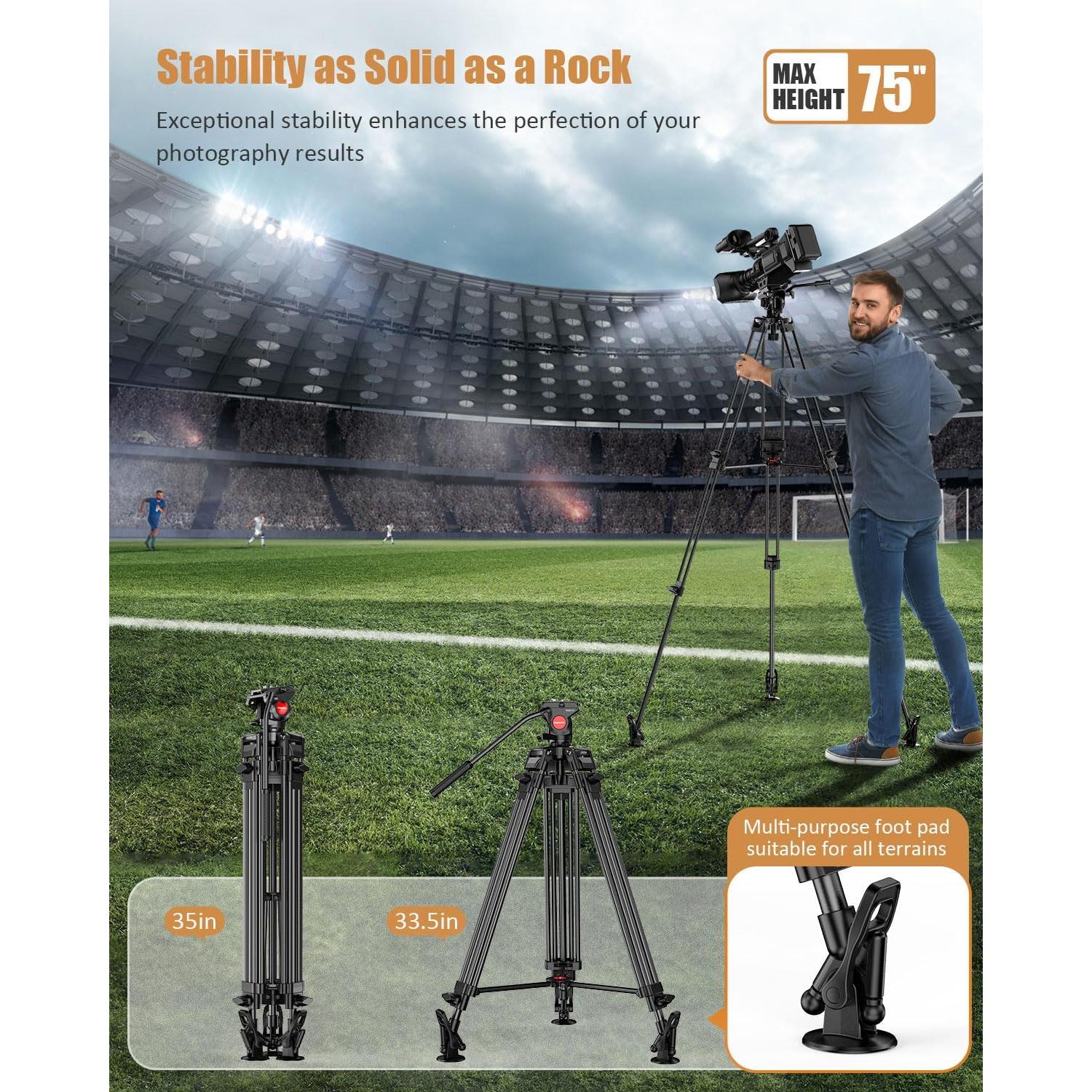 Trípode Profesional CAMBOFOTO TA60 170 cm con Cabezal de Fluido