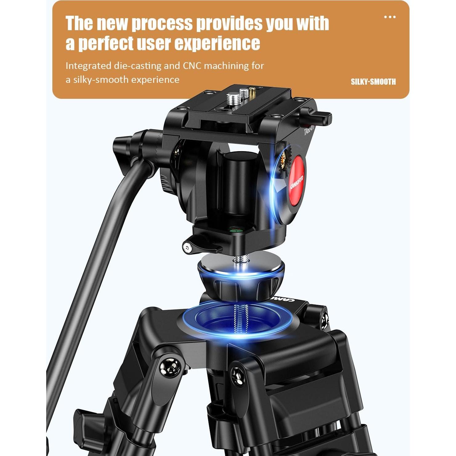 Trípode Profesional CAMBOFOTO TA60 170 cm con Cabezal de Fluido