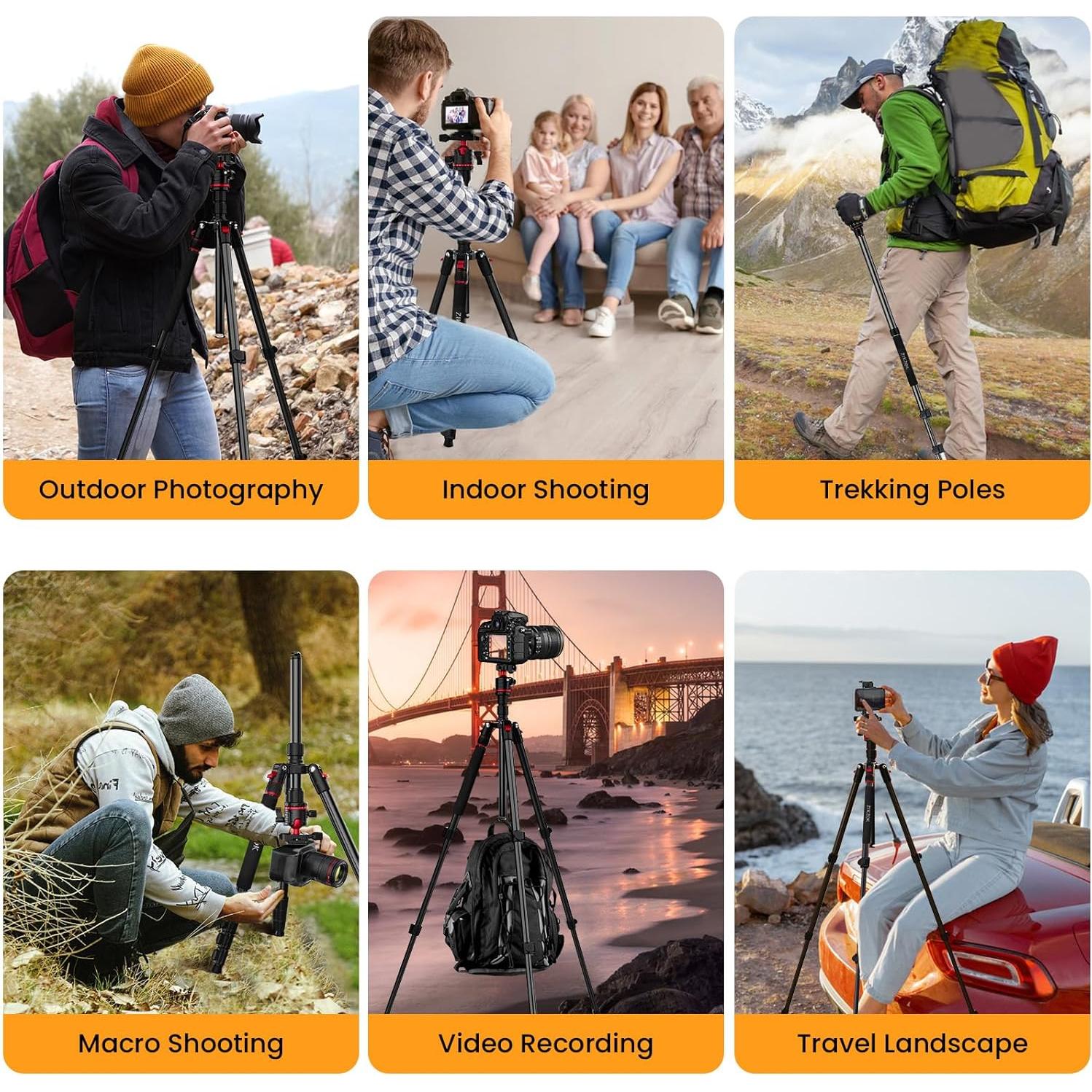 Trípode de Aluminio ZIKZOK CT67 para Cámara y Teléfono