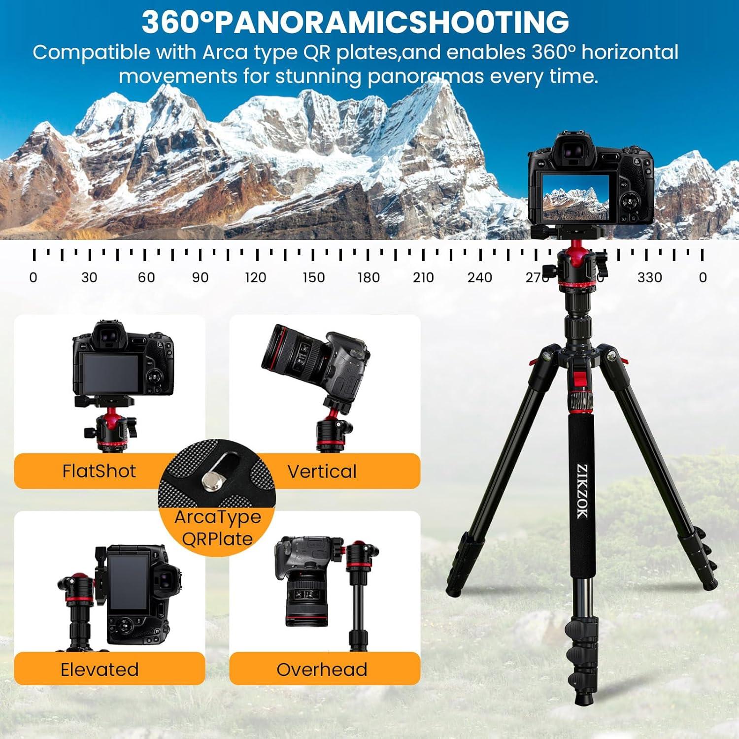 Trípode de Aluminio ZIKZOK CT67 para Cámara y Teléfono