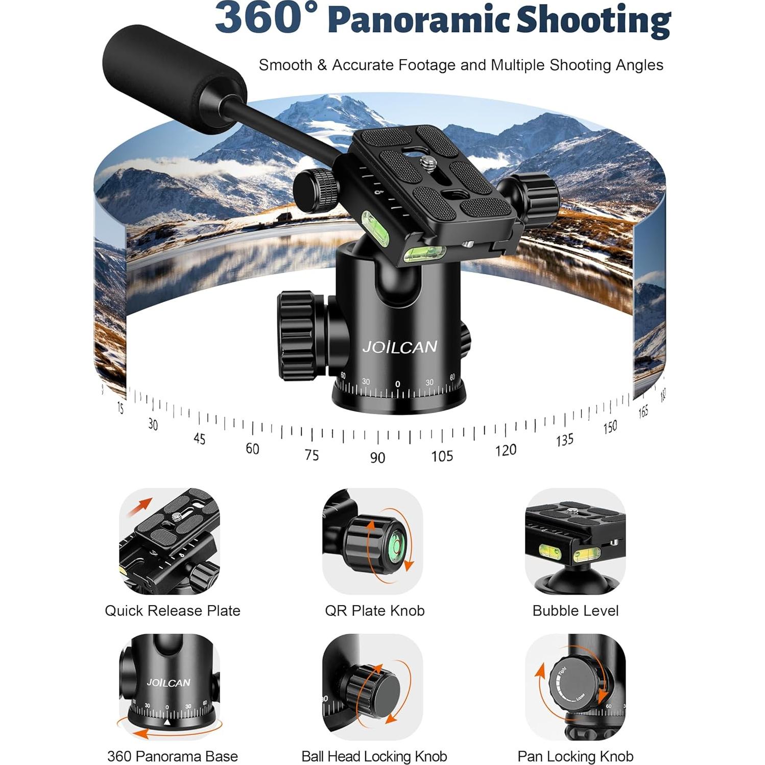 Trípode JOILCAN de Aluminio 83" para Cámara DSLR y Monopod
