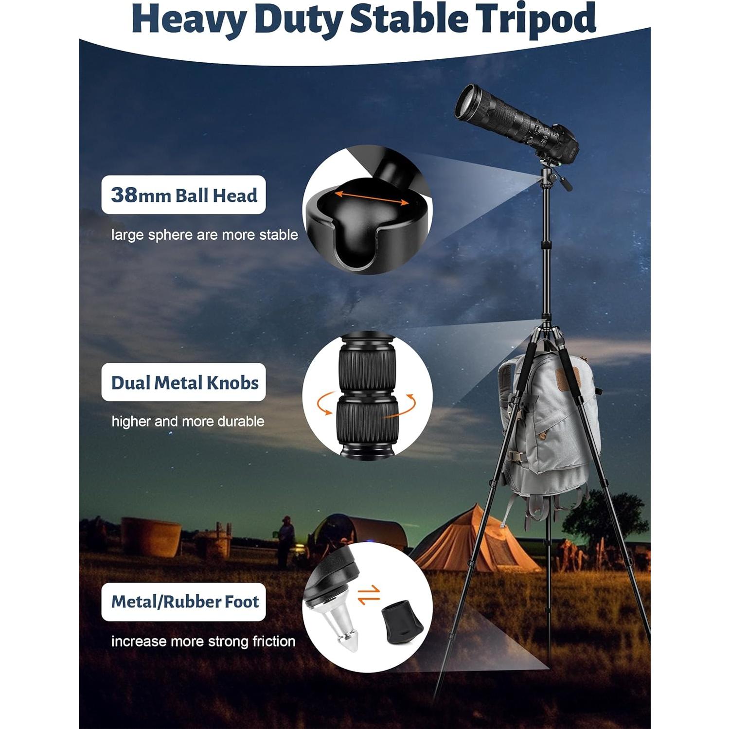 Trípode JOILCAN de Aluminio 83" para Cámara DSLR y Monopod