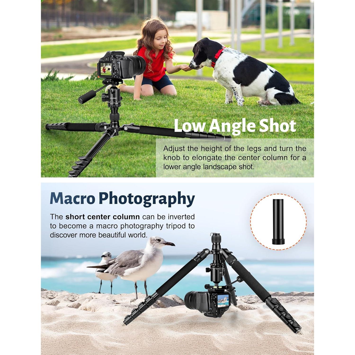 Trípode JOILCAN de Aluminio 83" para Cámara DSLR y Monopod