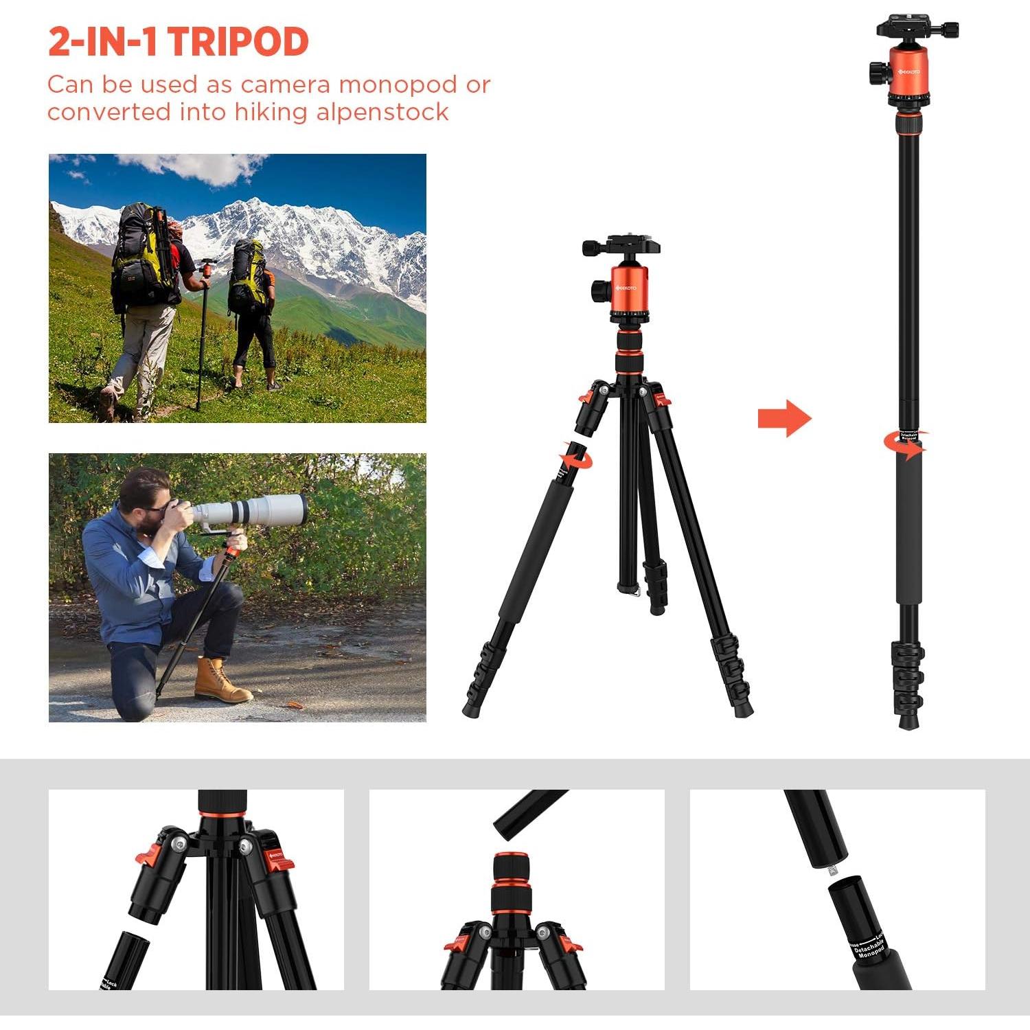 Trípode GEEKOTO AT24 Pro 77'' Aluminio 8kg Carga 360°