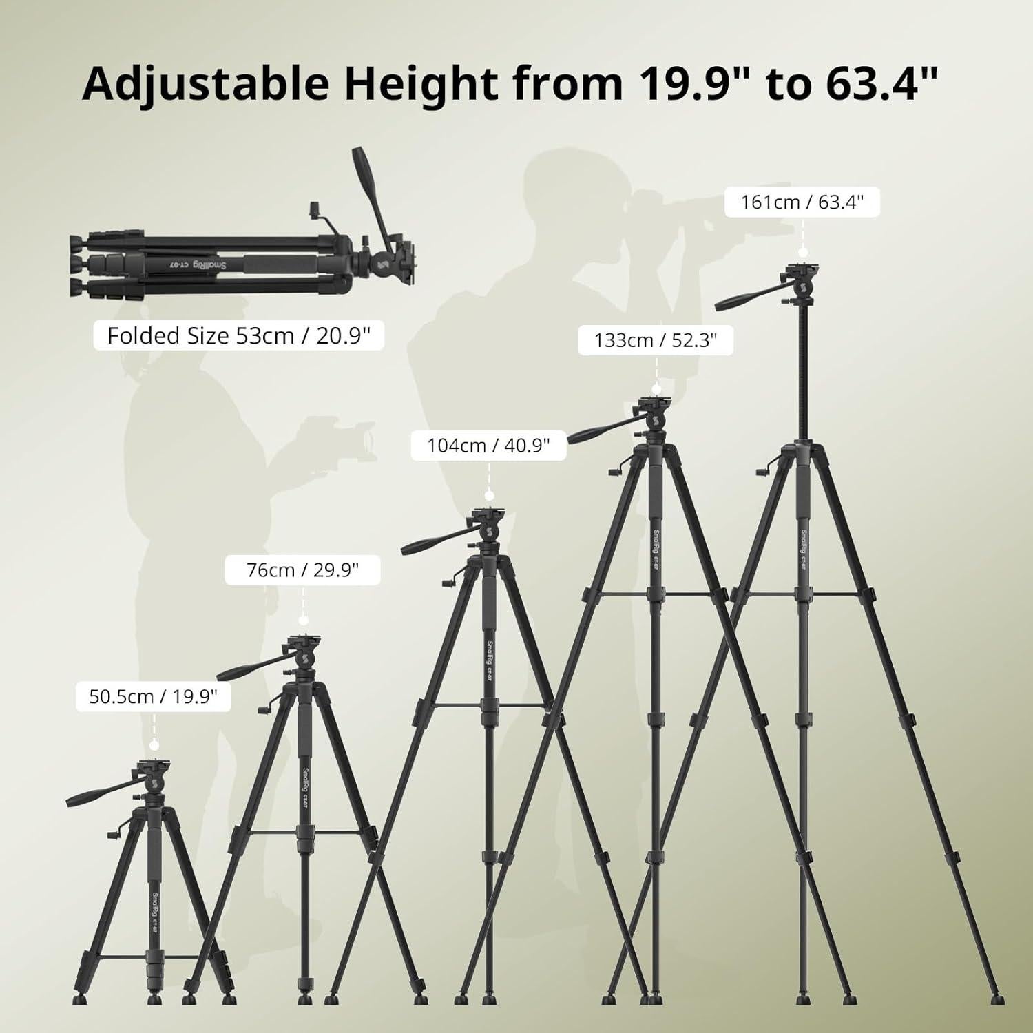 Trípode de Aluminio PequeñoRig CT-07 para Cámara y iPhone 161 cm