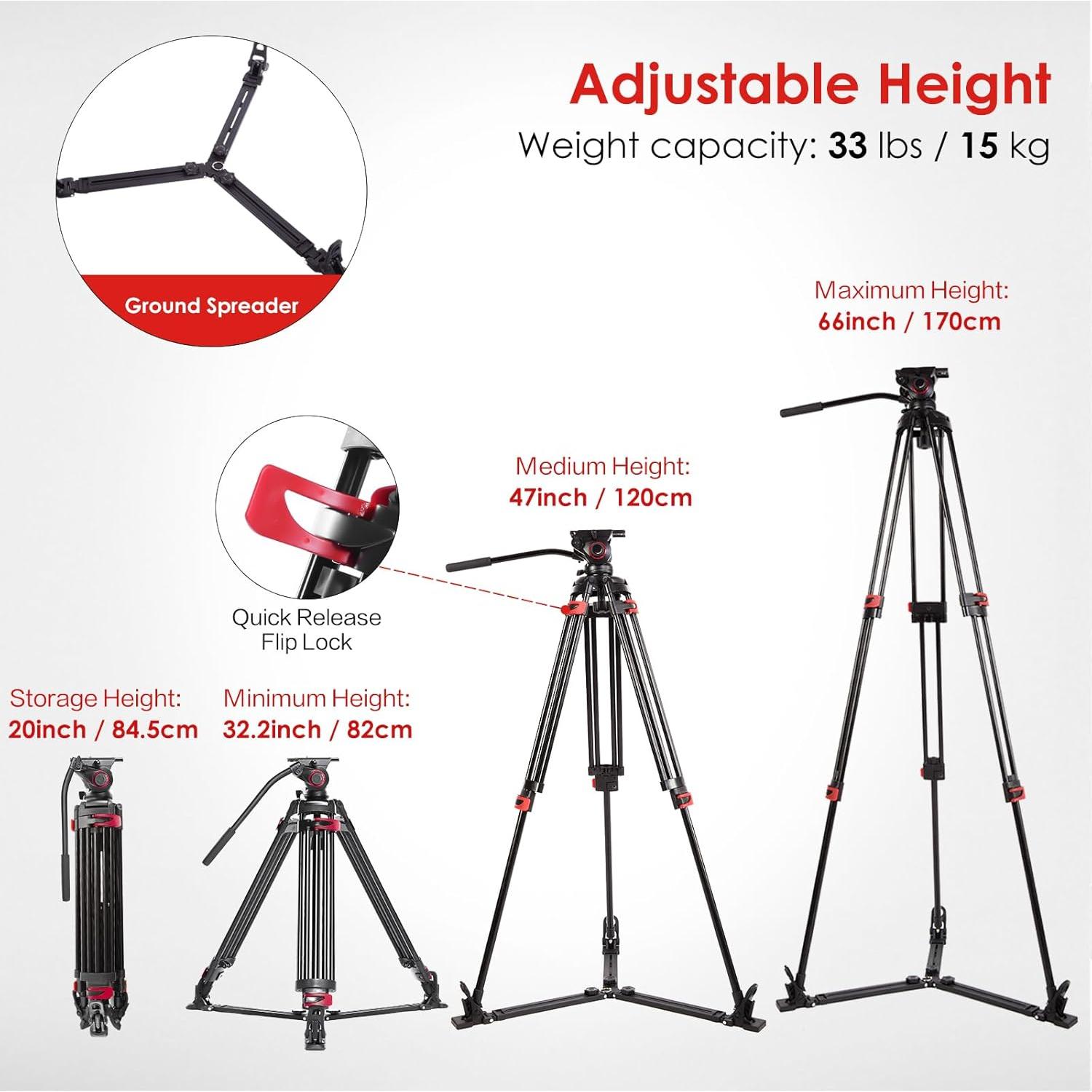 Trípode Profesional Miliboo MTT609A Aluminio 15kg 47-170cm