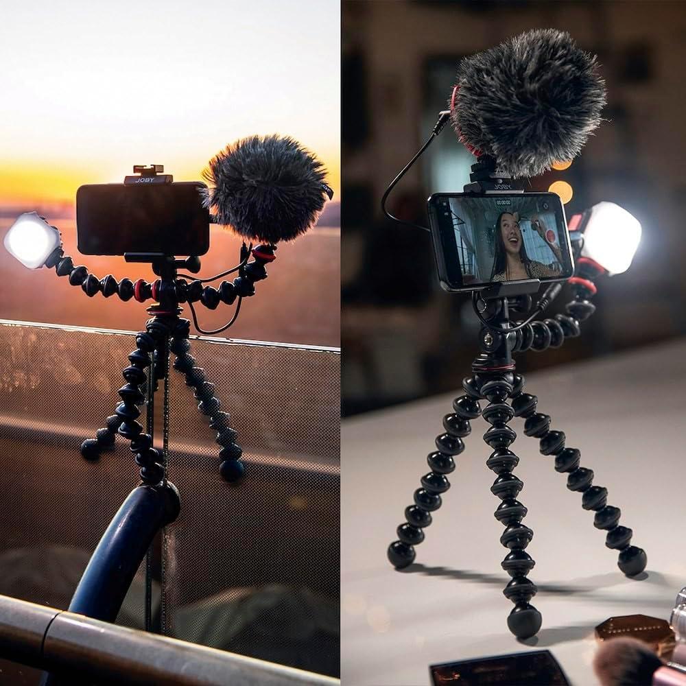 JOBY GorillaPod Mobile Vlogging Kit (Smartphone Rig, Wavo Mobile Mic, Beamo Mini LED Light) Flexible Tripod, Phone Holder, Vlog Microphone, Vlog Light, Vlogging Camera Kit, Content Creator