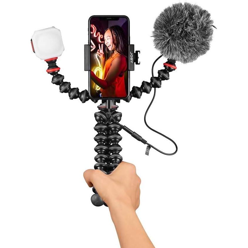JOBY GorillaPod Mobile Vlogging Kit (Smartphone Rig, Wavo Mobile Mic, Beamo Mini LED Light) Flexible Tripod, Phone Holder, Vlog Microphone, Vlog Light, Vlogging Camera Kit, Content Creator