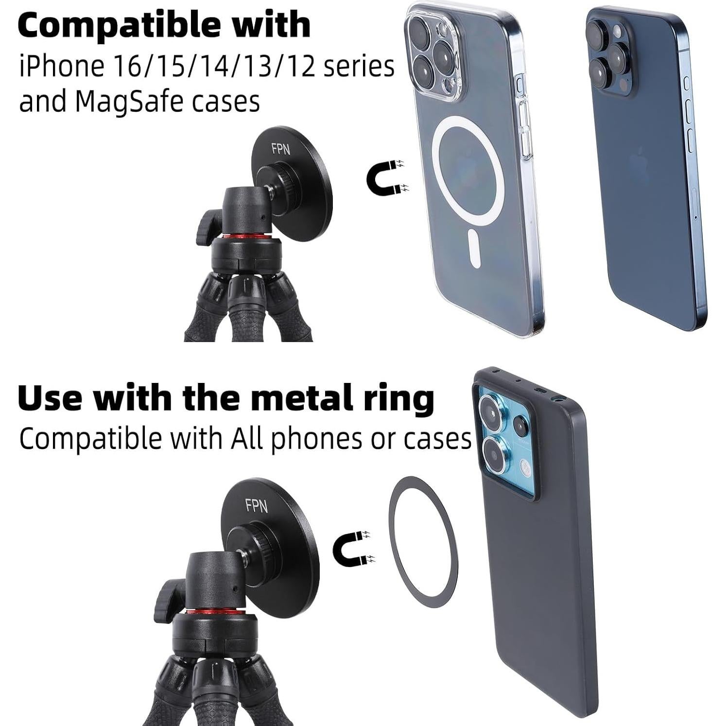 Trípode Mini Flexible FPN Magnético para iPhone 16 15 14 13 12