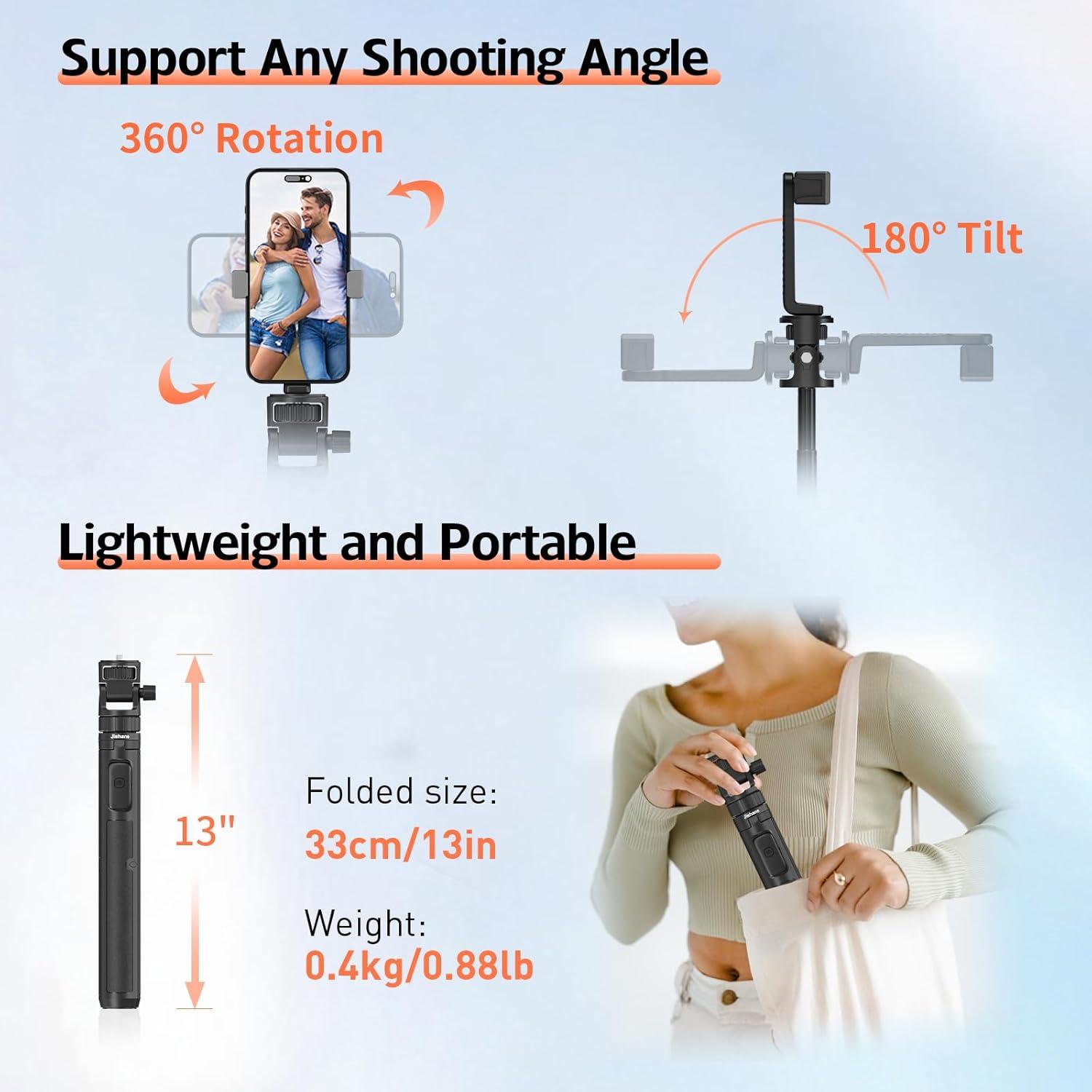 Trípode de selfie Jishane 70" (177.8 cm) con control remoto