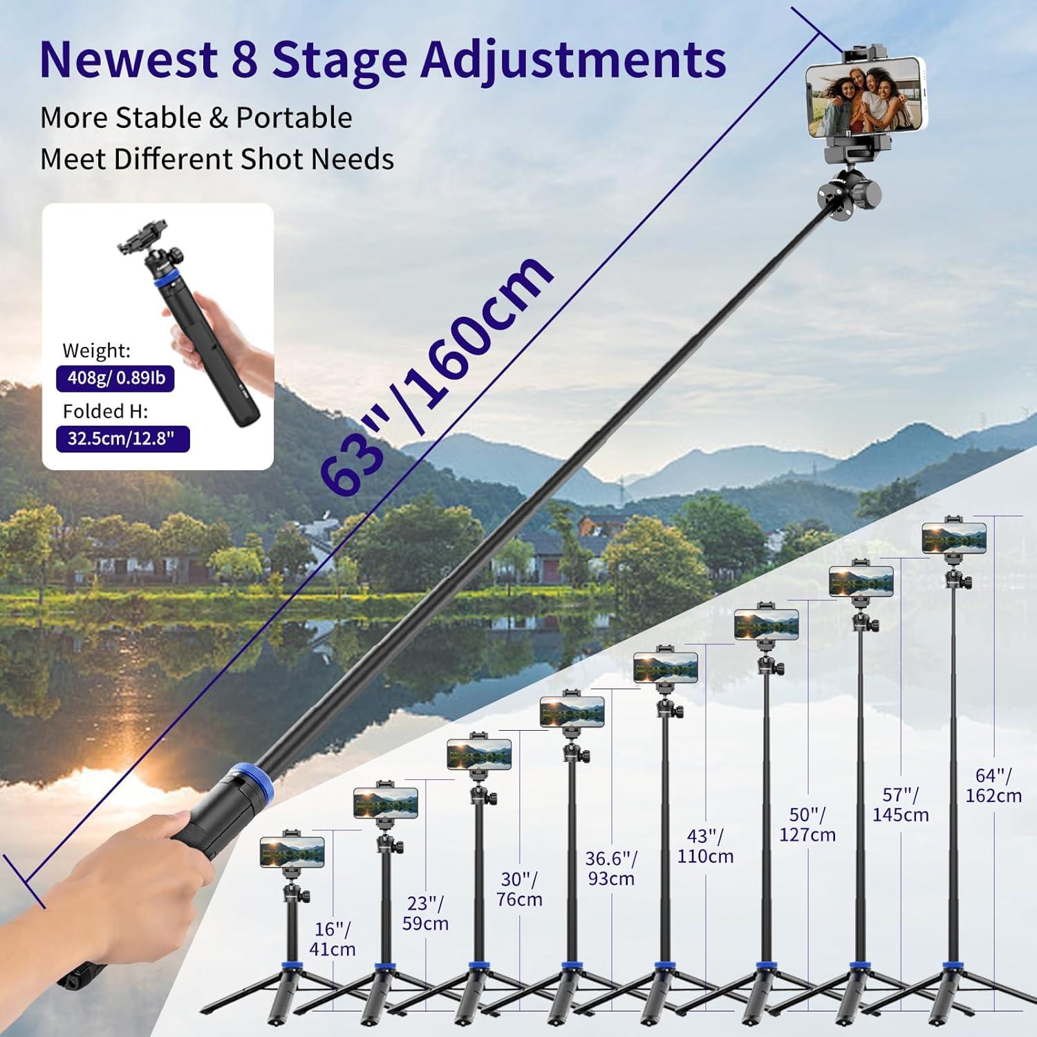 Trípode Selfie Kaitezenz KT-1003 Extensible 64" (162.56 cm) 360°