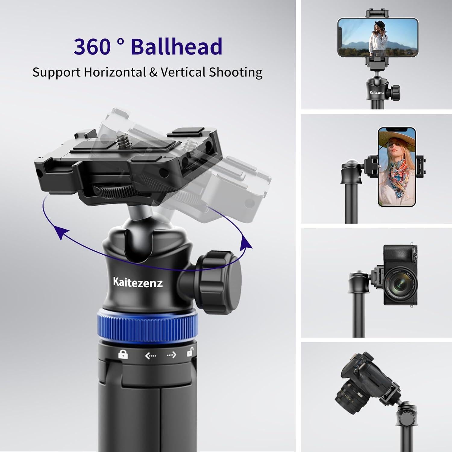 Trípode Selfie Kaitezenz KT-1003 Extensible 64" (162.56 cm) 360°