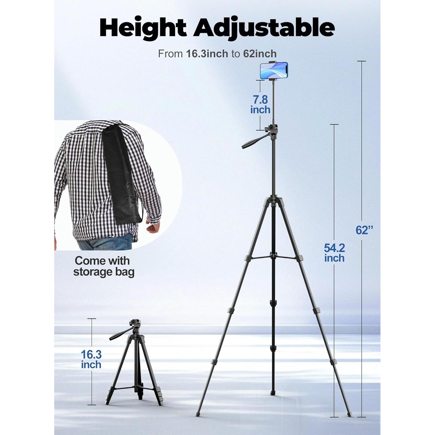 Soporte de Trípode EMART 62'' para Teléfono y Cámara