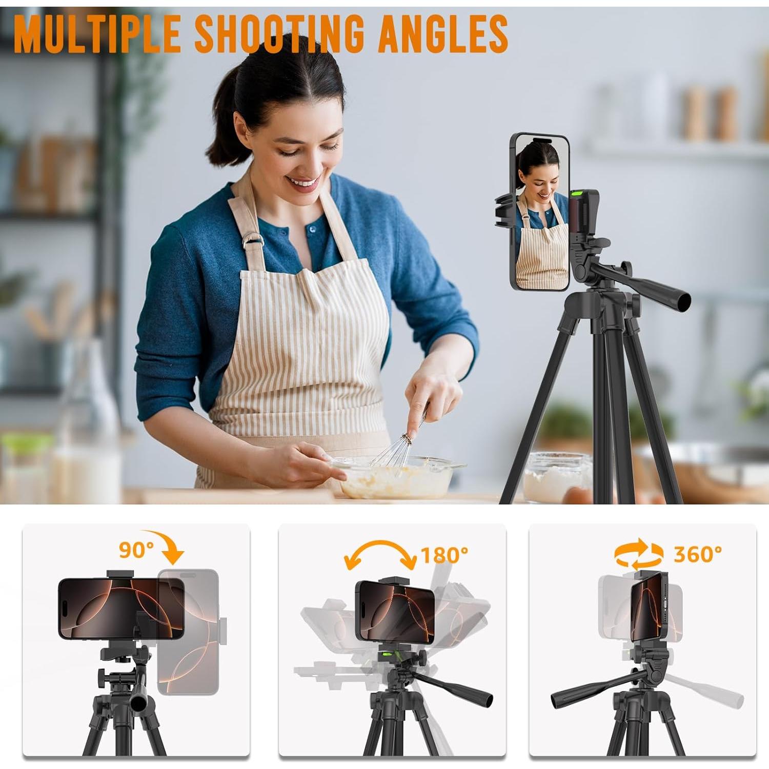 Trípode Ligero Luswemi 135 cm para Teléfono y Cámara