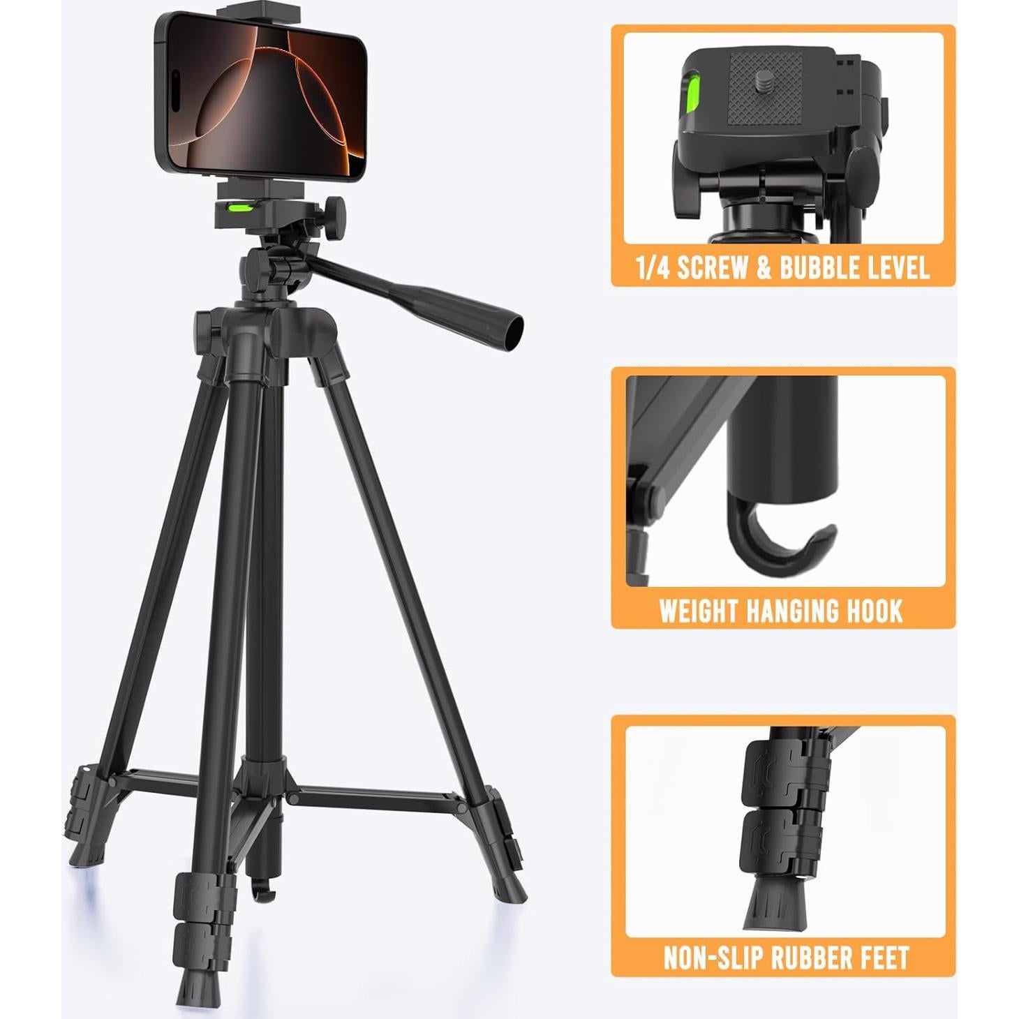 Trípode Ligero Luswemi 135 cm para Teléfono y Cámara