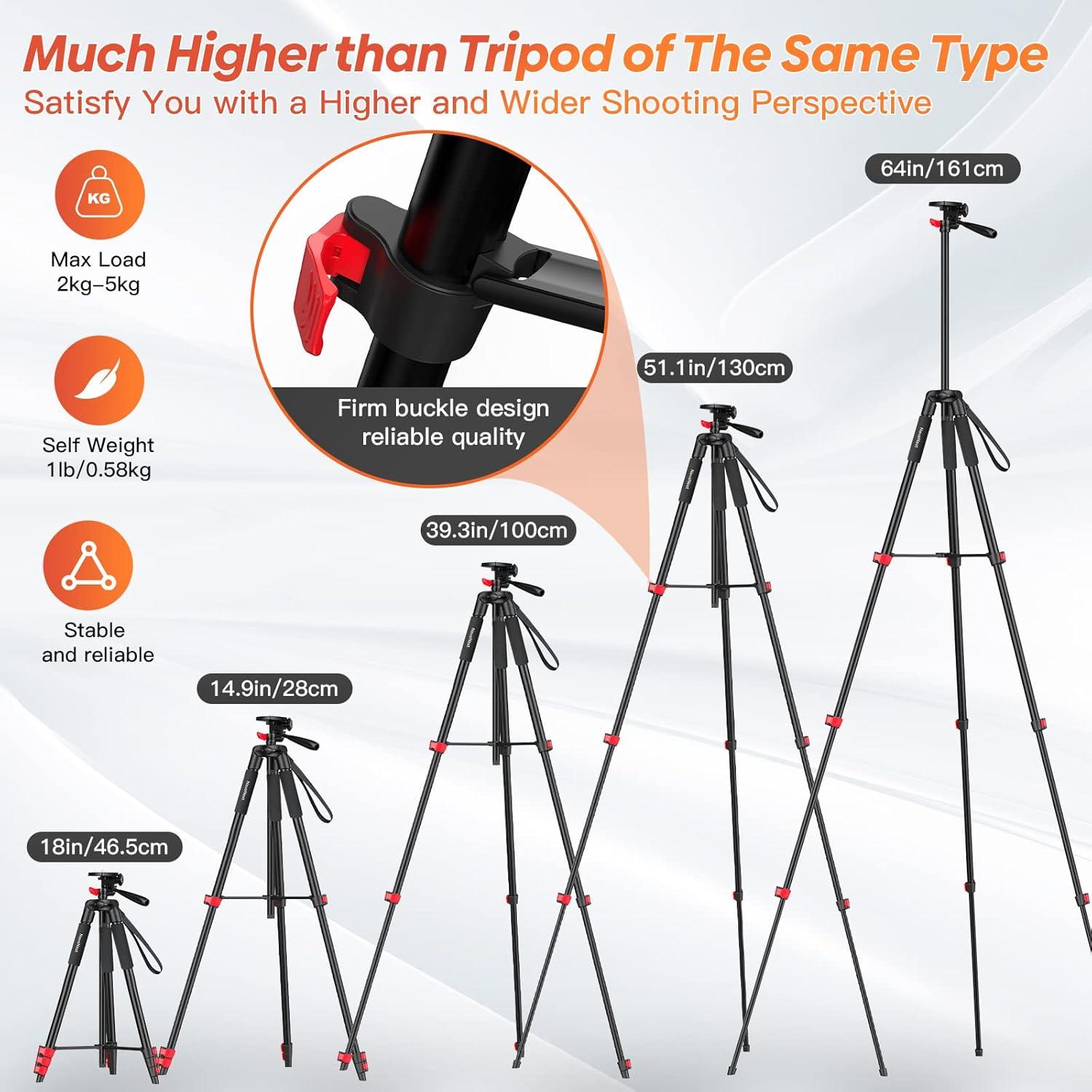 Trípode para teléfono NovoNost KT65 con control remoto 165 cm