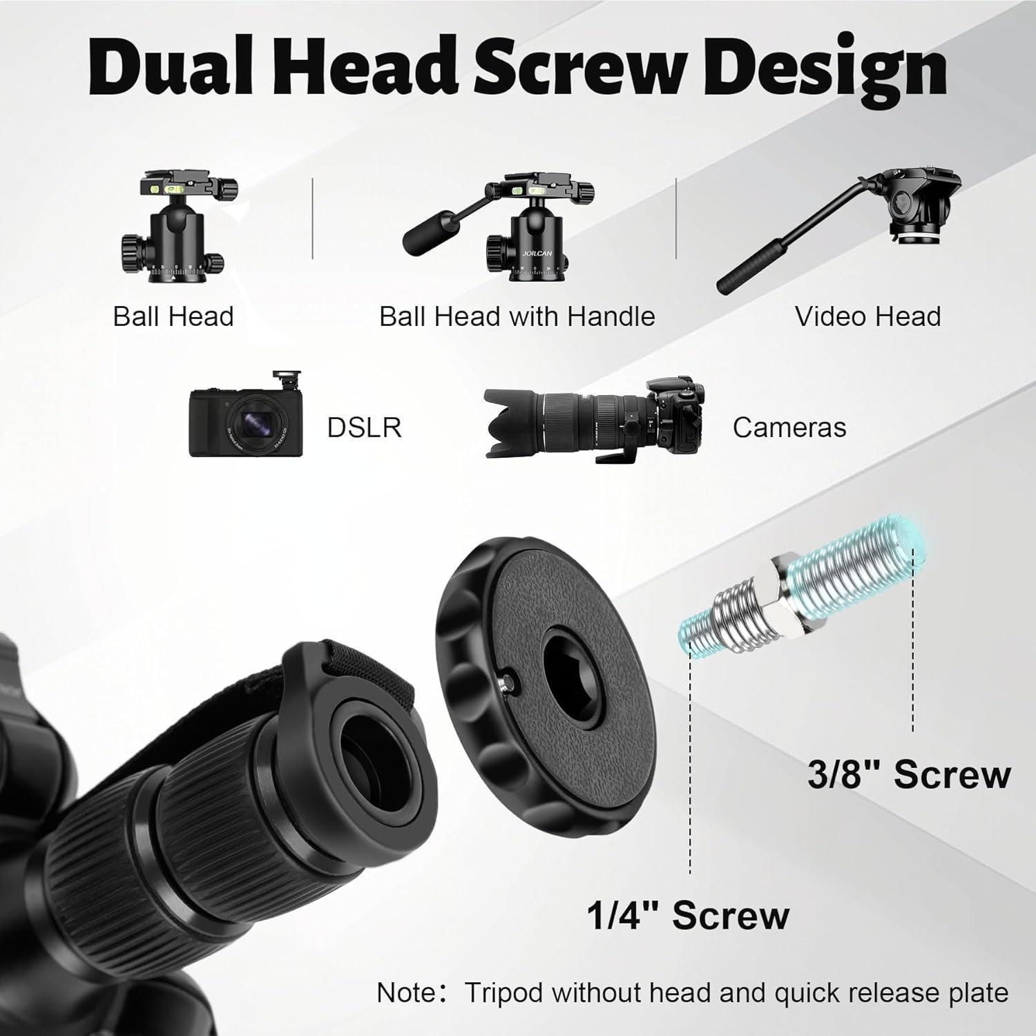 JOILCAN Tripod for Camera, 74" Camera Tripods & Monopods, Professional Aluminum Tripod for Spotting Scope Binoculars, Compatible with 1/4"-20 and 3/8"-16 Video Head, Payload 35lb