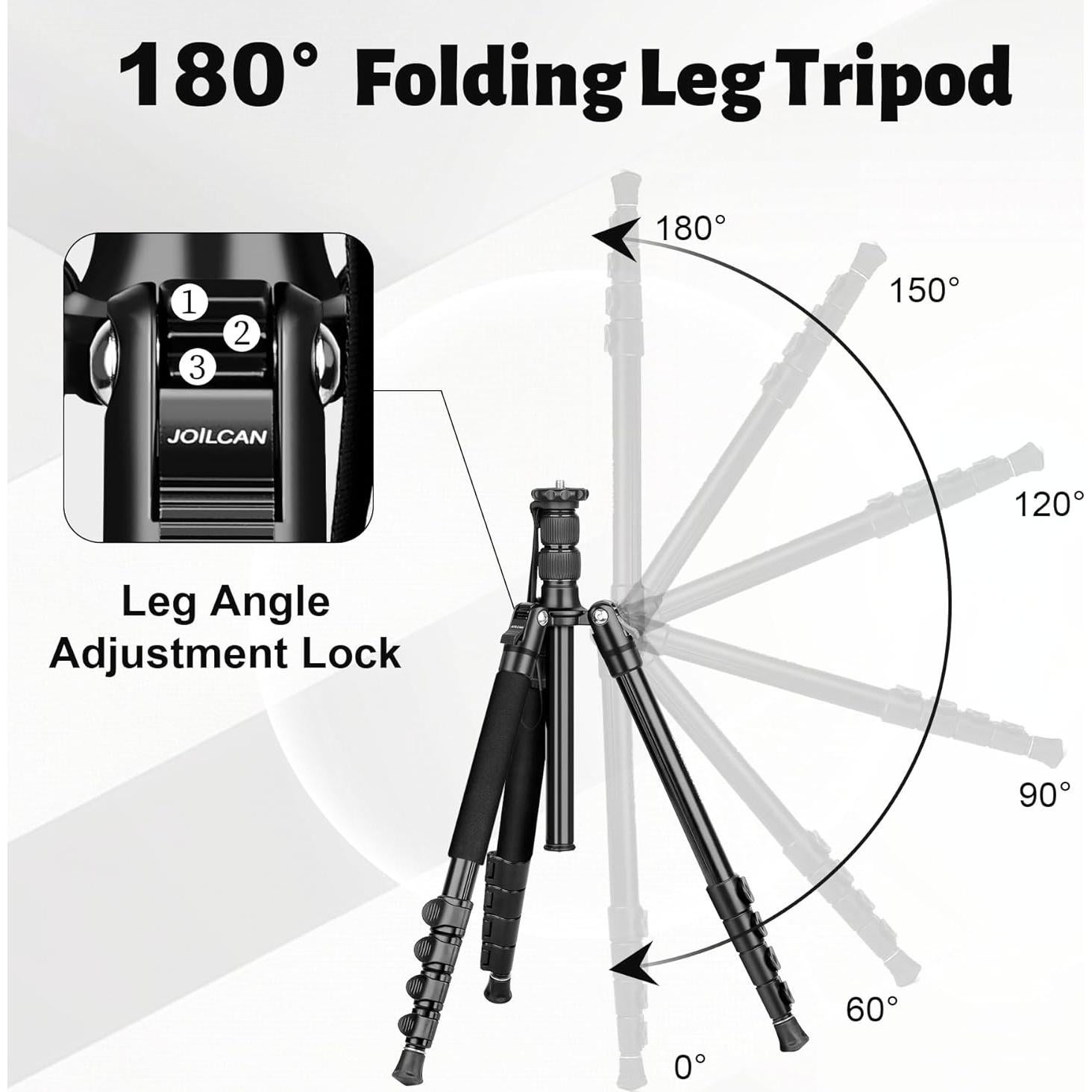 JOILCAN Tripod for Camera, 74" Camera Tripods & Monopods, Professional Aluminum Tripod for Spotting Scope Binoculars, Compatible with 1/4"-20 and 3/8"-16 Video Head, Payload 35lb