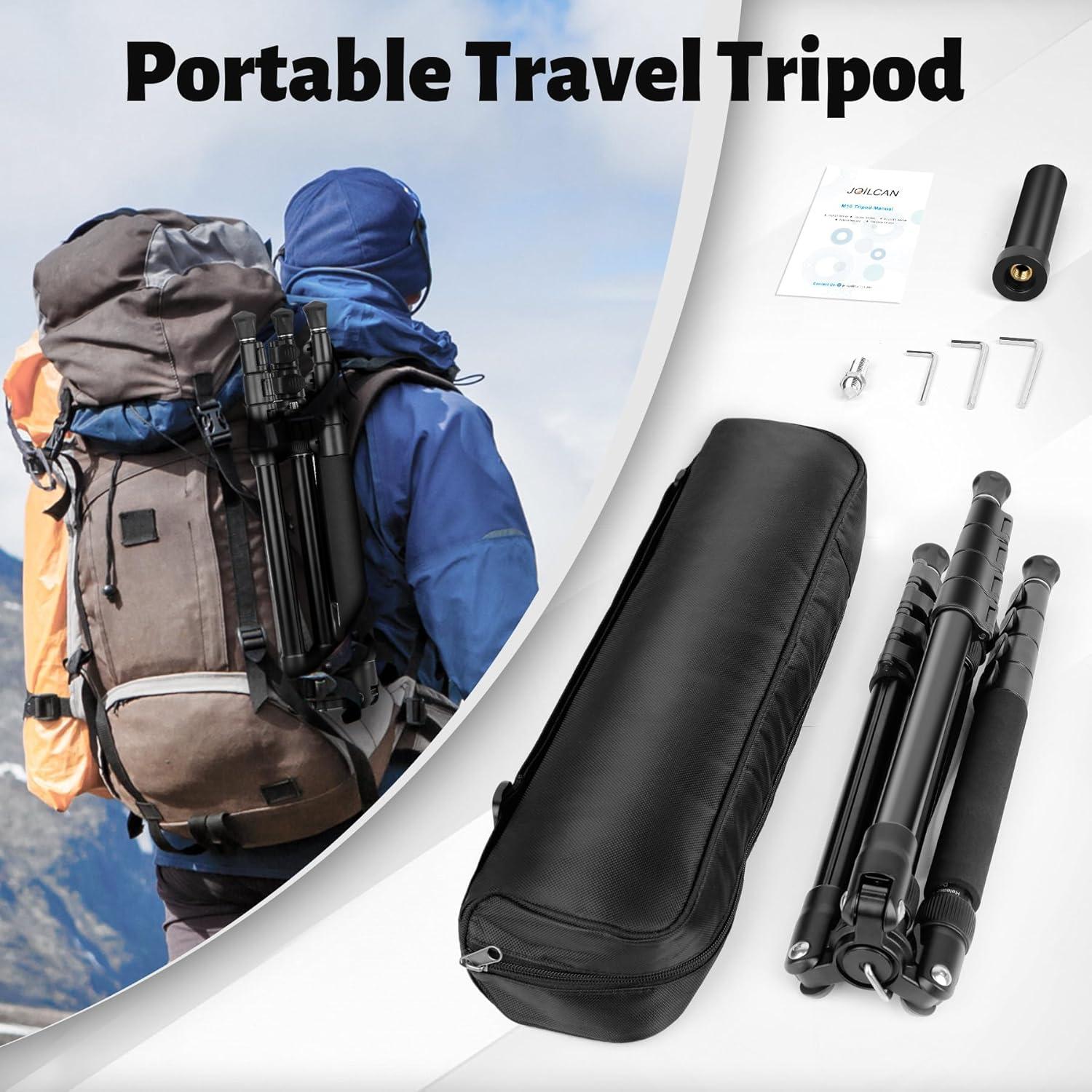 JOILCAN Tripod for Camera, 74" Camera Tripods & Monopods, Professional Aluminum Tripod for Spotting Scope Binoculars, Compatible with 1/4"-20 and 3/8"-16 Video Head, Payload 35lb