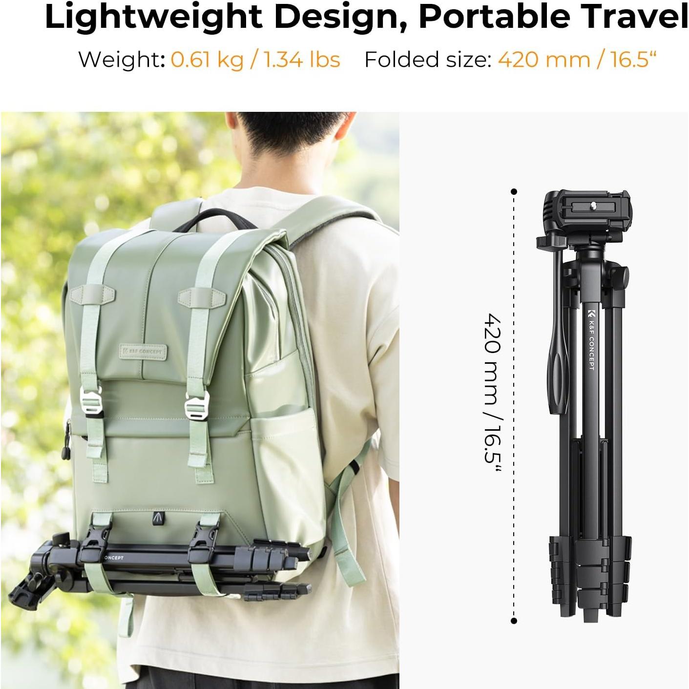 Trípode de Viaje K&F Concept 0.61 kg Altura Ajustable 43-152 cm