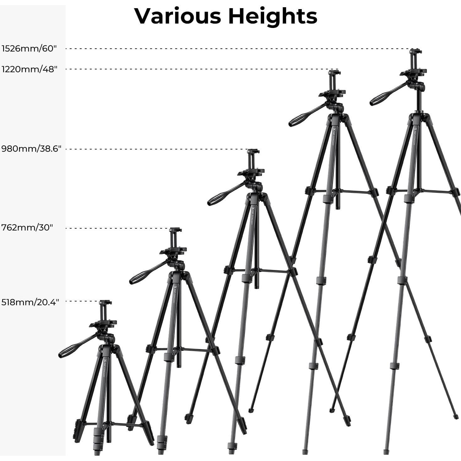 Trípode de Viaje K&F Concept 0.61 kg Altura Ajustable 43-152 cm