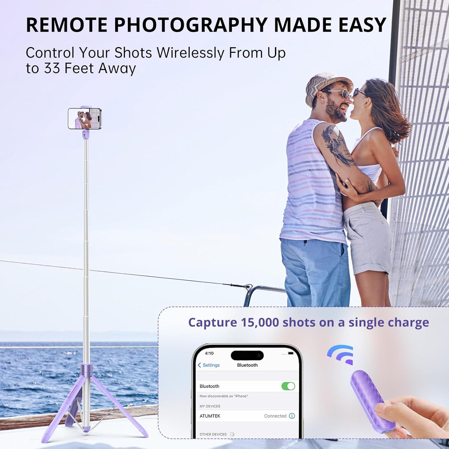 Trípode para Selfie ATUMTEK 60" (152.4 cm) con Control Remoto