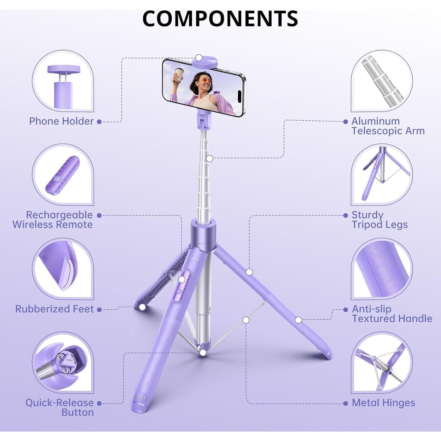 Trípode para Selfie ATUMTEK 60" (152.4 cm) con Control Remoto