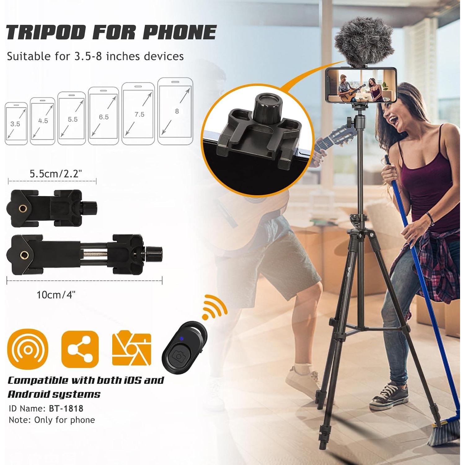 Trípode Ajustable Lusweimi 67" con Control Remoto y Soporte