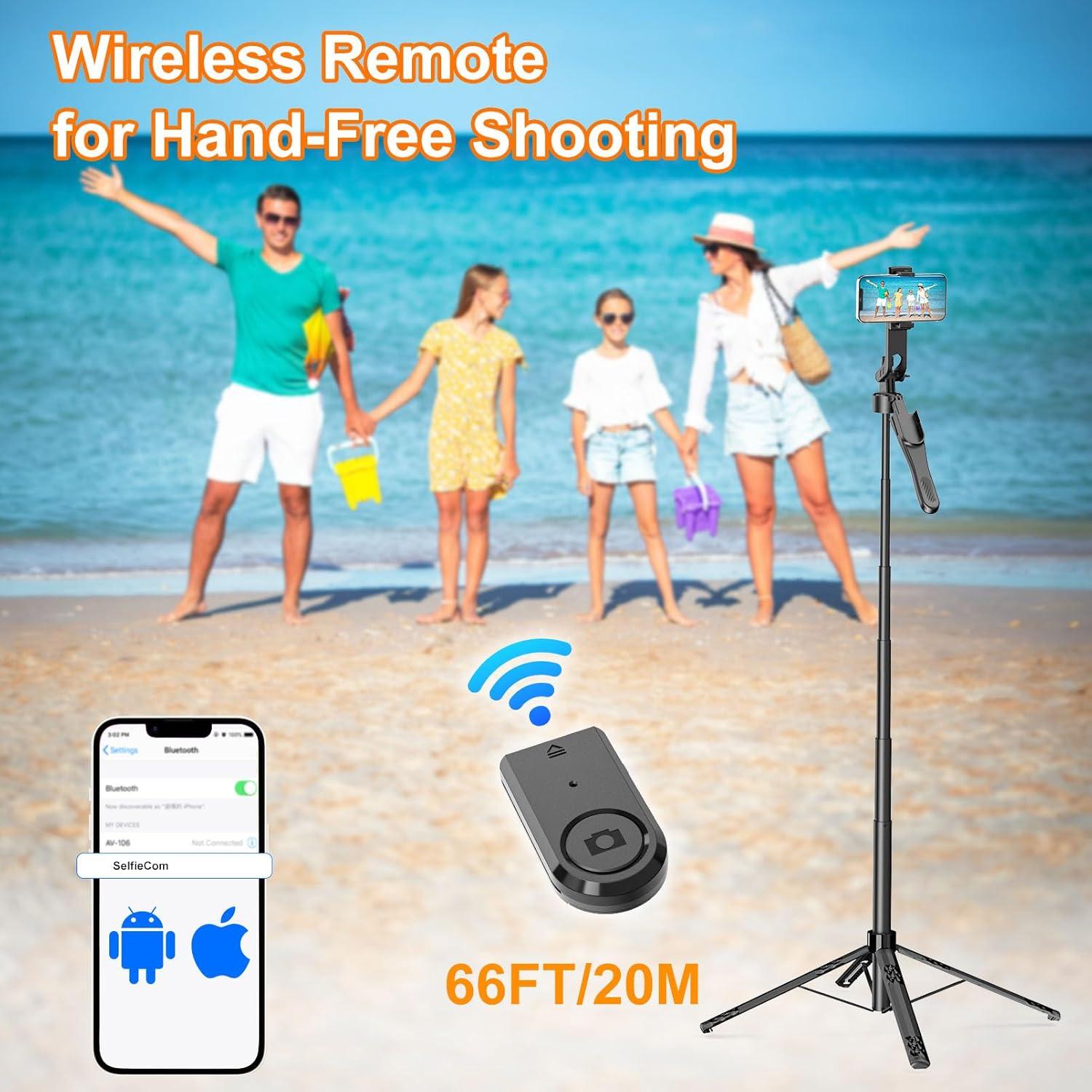 Trípode para teléfono celular KEITHY C11 182.88 cm con control remoto