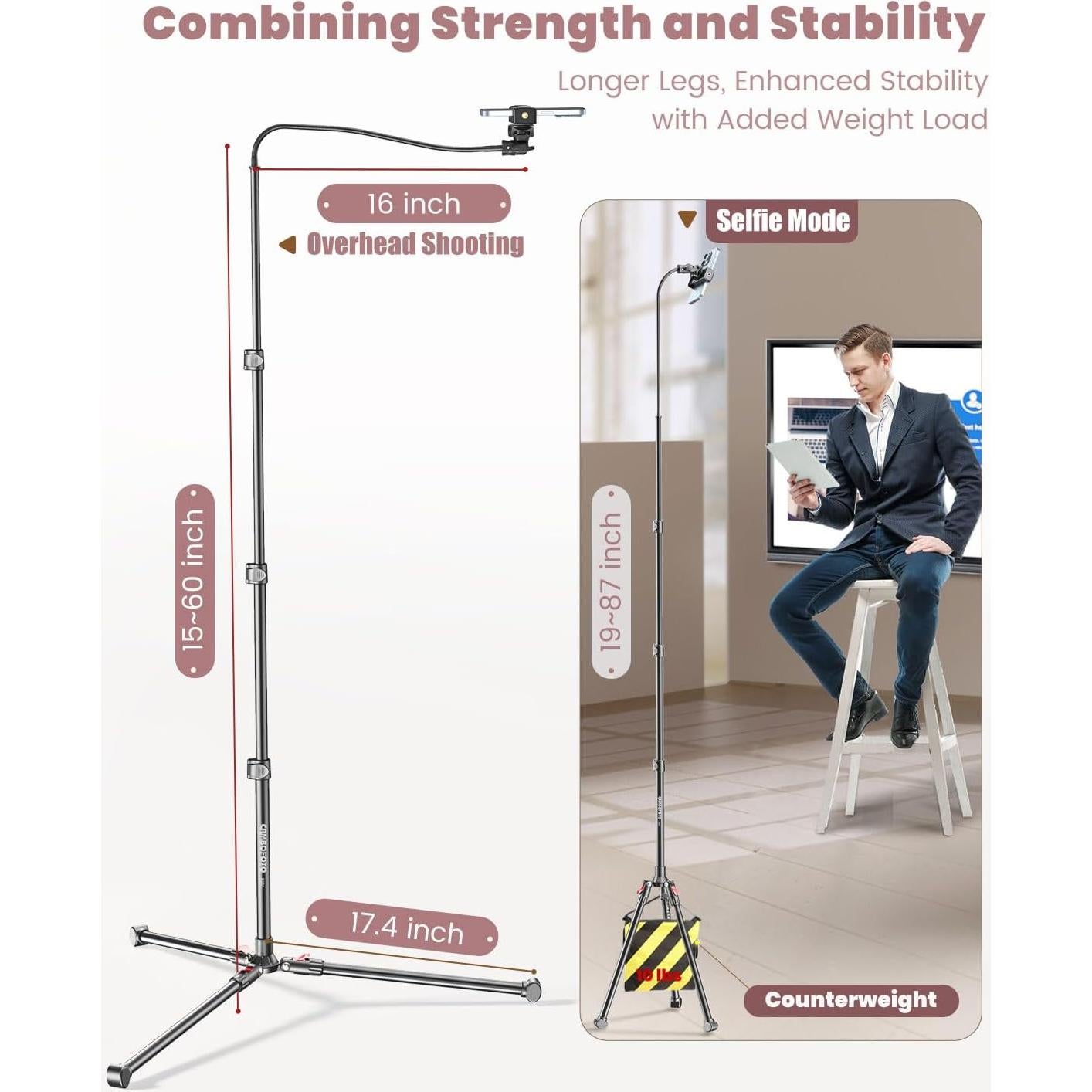 Trípode para Teléfono CAMBOFOTO S201 - Altura 220 cm, Control Remoto