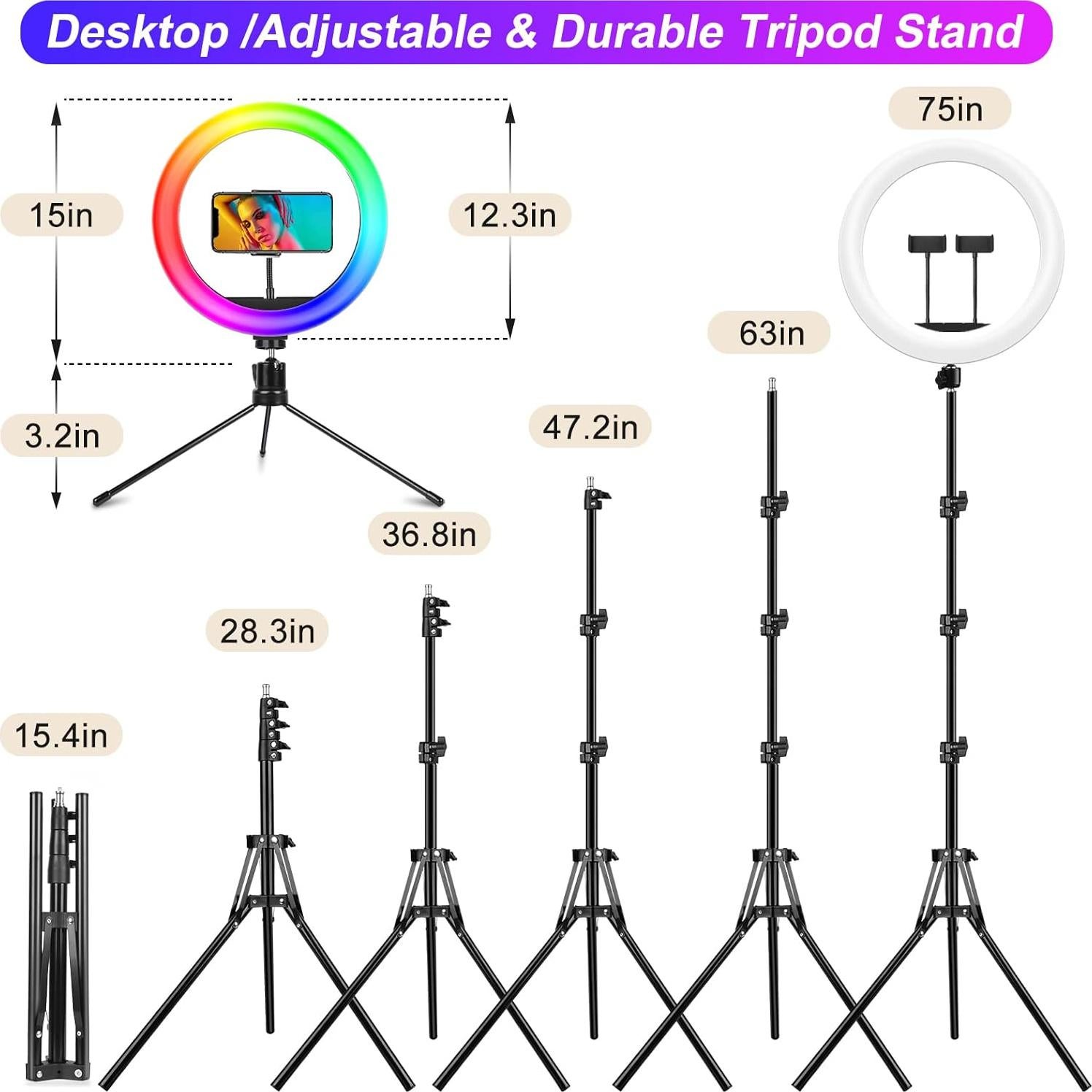 Luz de Anillo STALLY 31.24 cm con Trípode Ajustable 160 cm