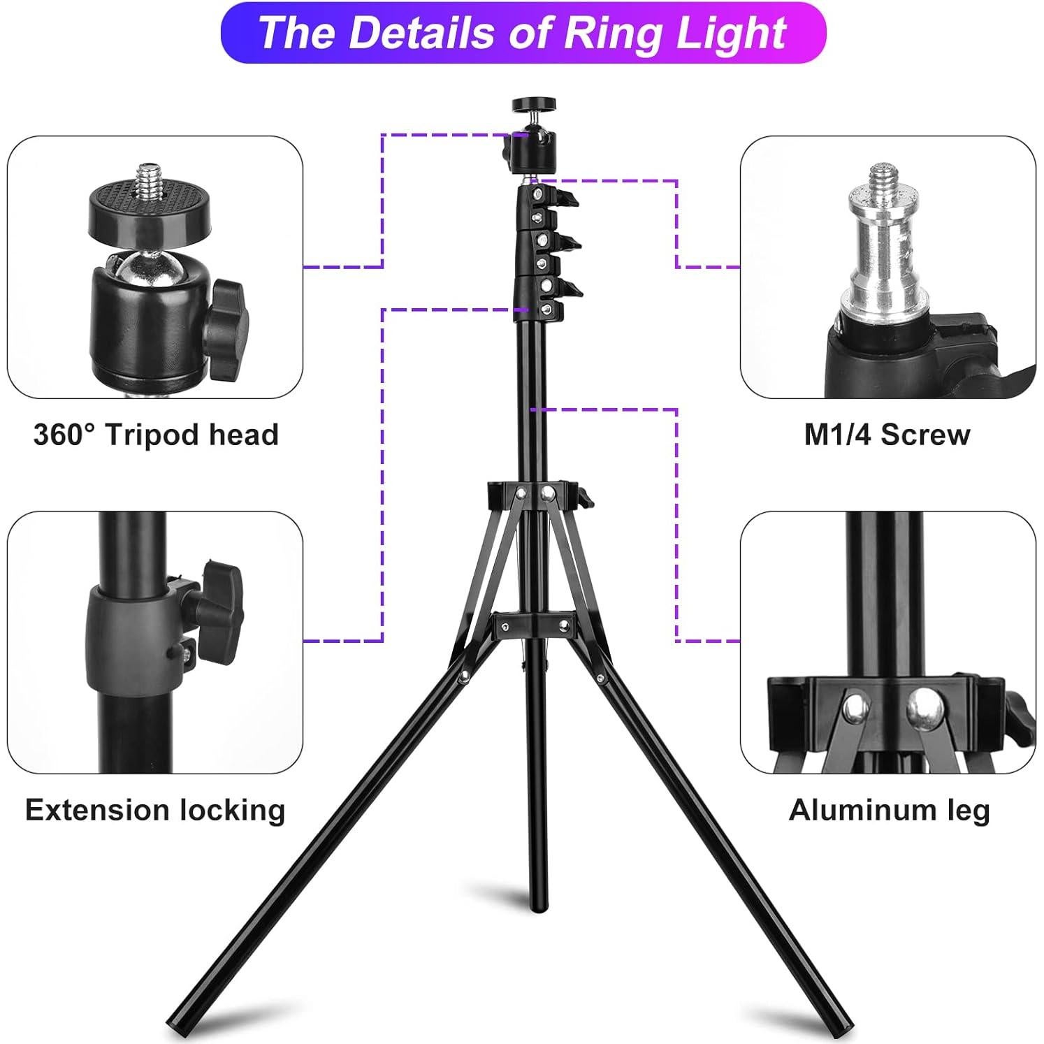 Luz de Anillo STALLY 31.24 cm con Trípode Ajustable 160 cm