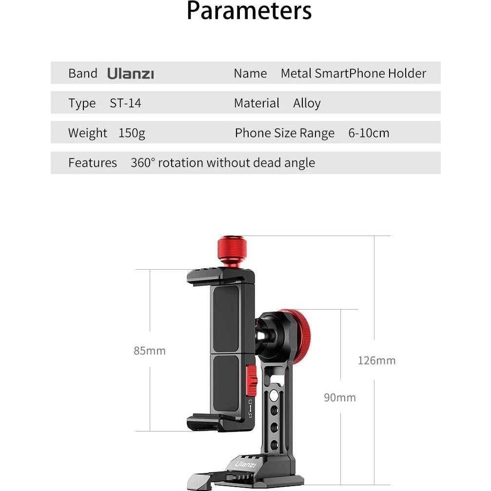 Soporte de trípode PICTRON ST-14 para celular 360° aluminio