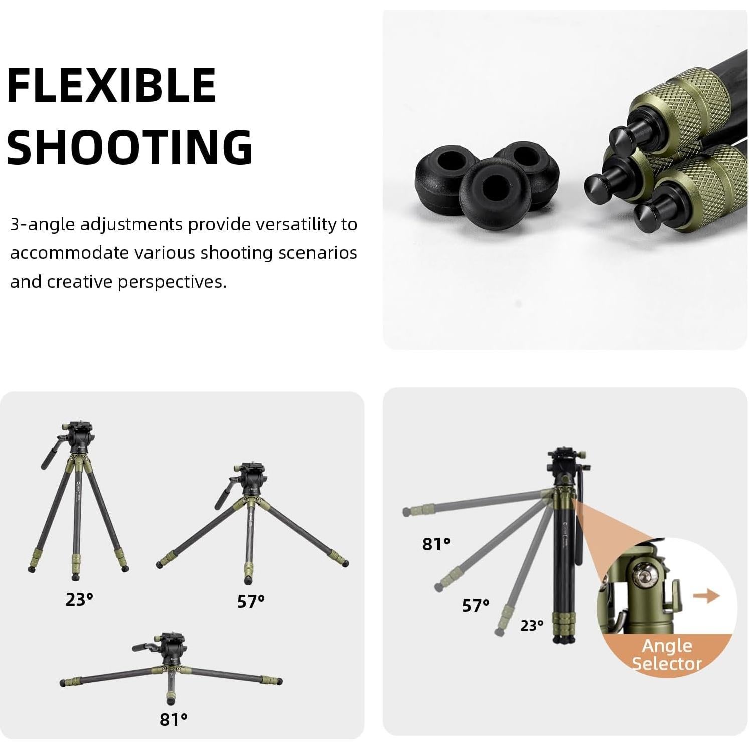 Trípode de fibra de carbono Cayer CH10L con cabezal fluido S1