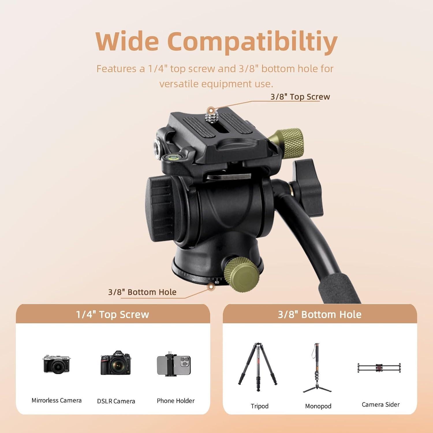 Trípode de fibra de carbono Cayer CH10L con cabezal fluido S1