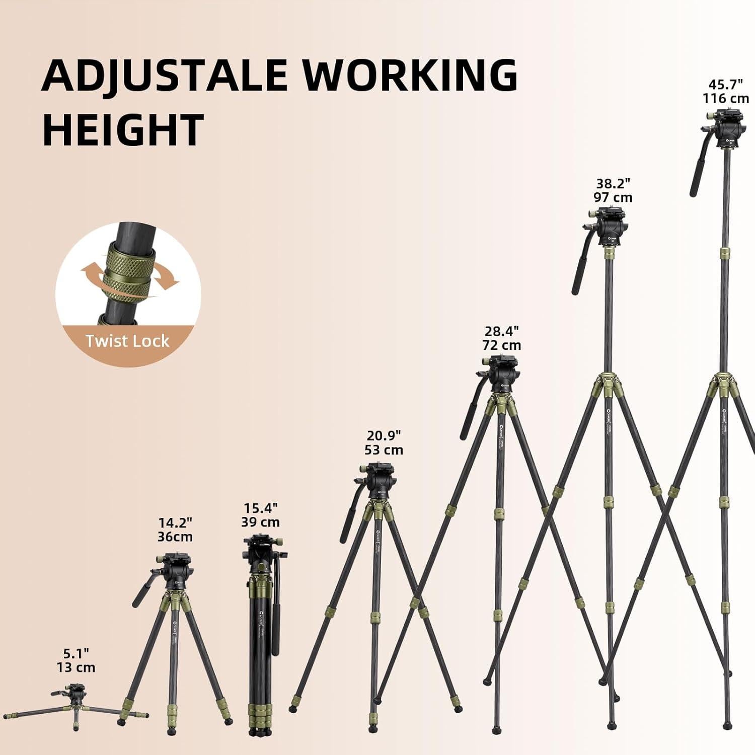 Trípode de fibra de carbono Cayer CH10L con cabezal fluido S1