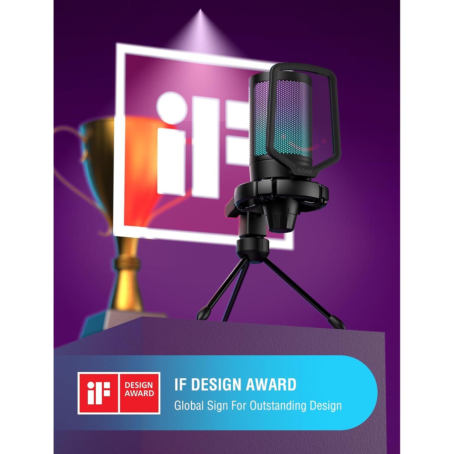 Micrófono USB FIFINE A6V para Gaming con RGB y Silencio