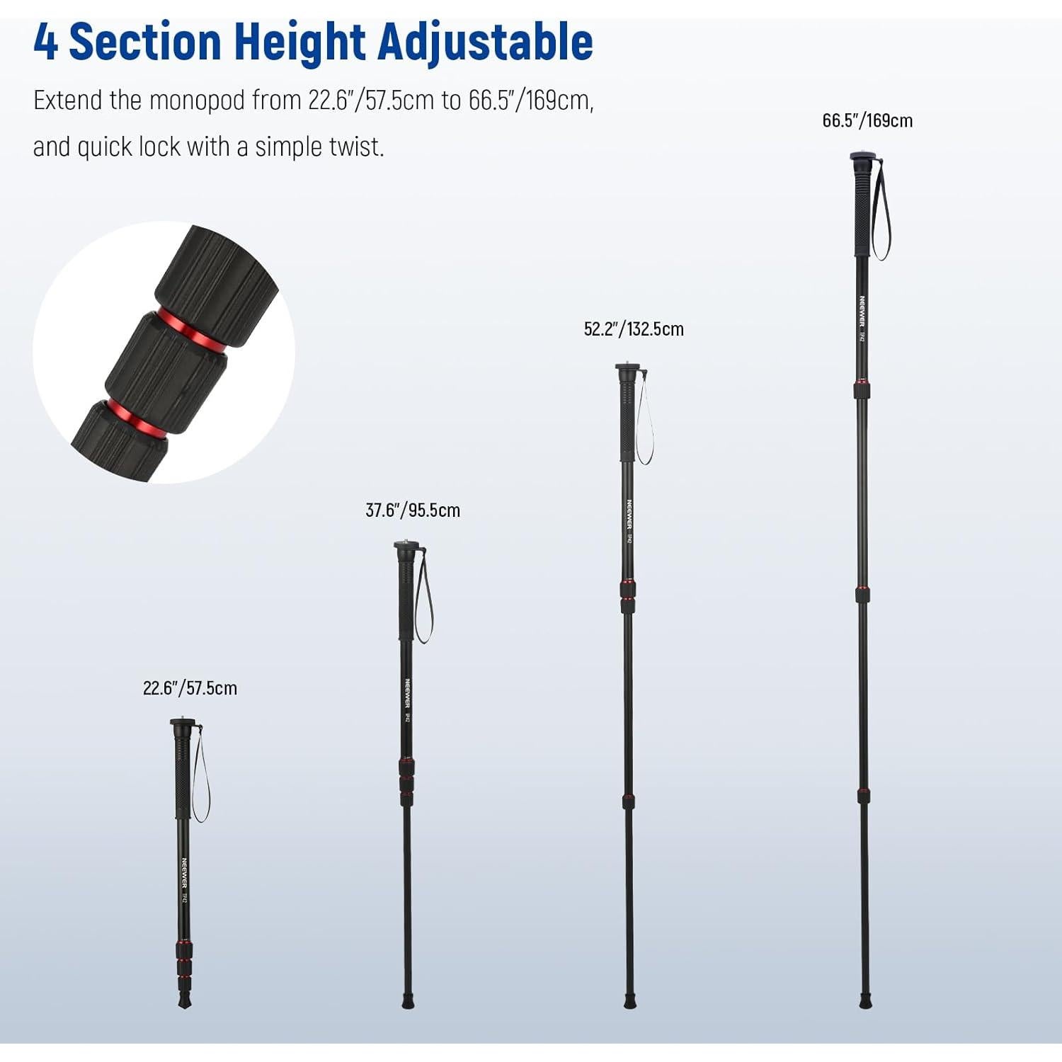 Monopie NEEWER TP42 de Aluminio 66.5" para Cámara DSLR