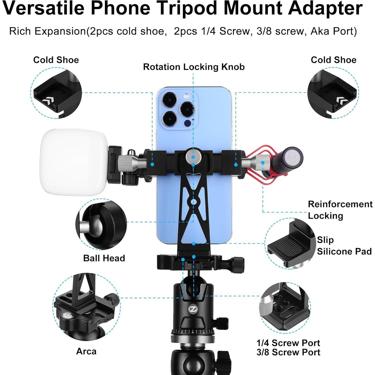 Soporte de trípode Peastrex para celular con cabezal de bola 360°