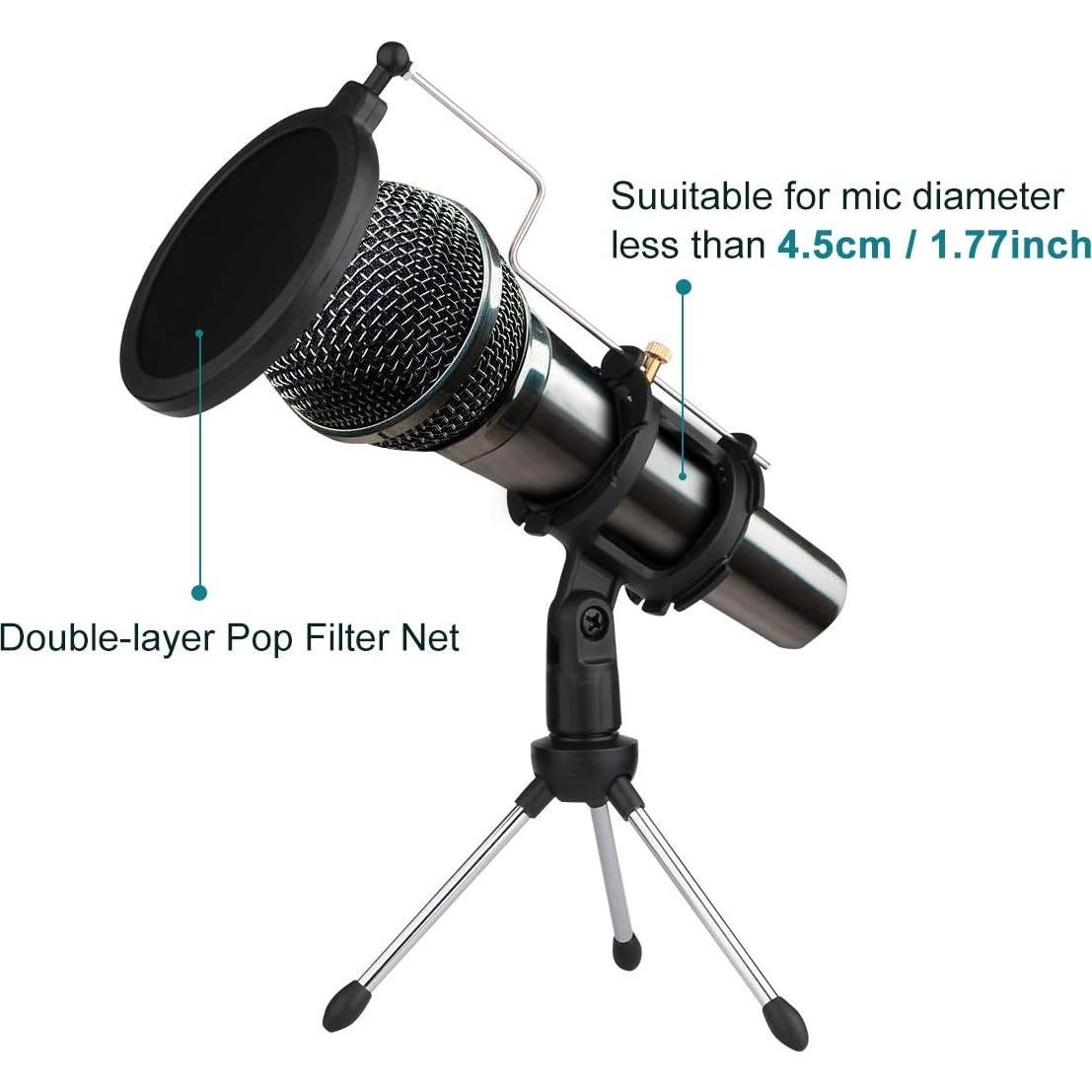 Soporte de Micrófono de Escritorio Dreokee con Filtro Antipop