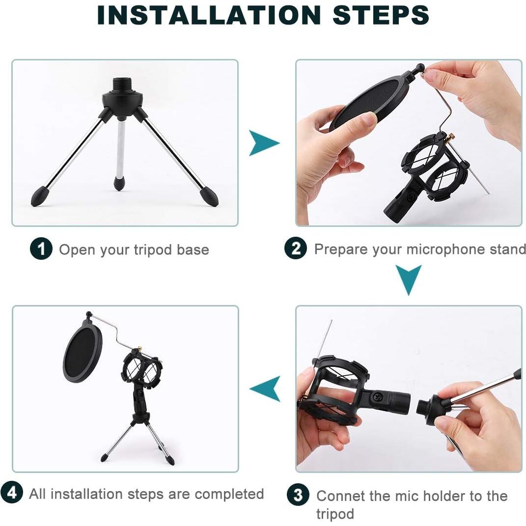 Soporte de Micrófono de Escritorio Dreokee con Filtro Antipop