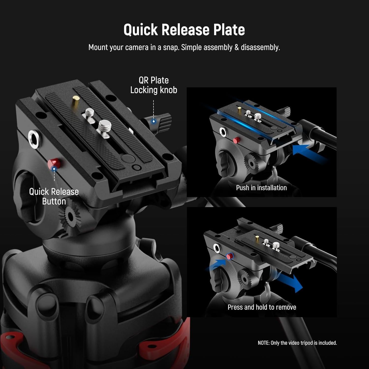 Trípode de Video NEEWER TP37 187cm con Cabeza Fluida y Luz