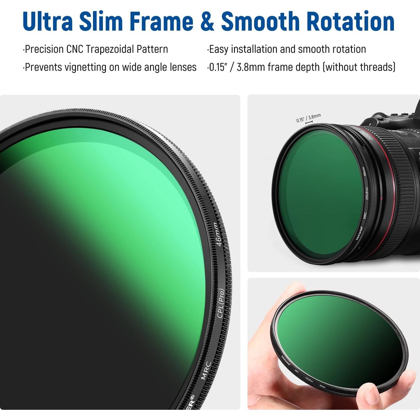 Filtro Polarizador Circular NEEWER 46mm MRC CPL Ultra Delgado