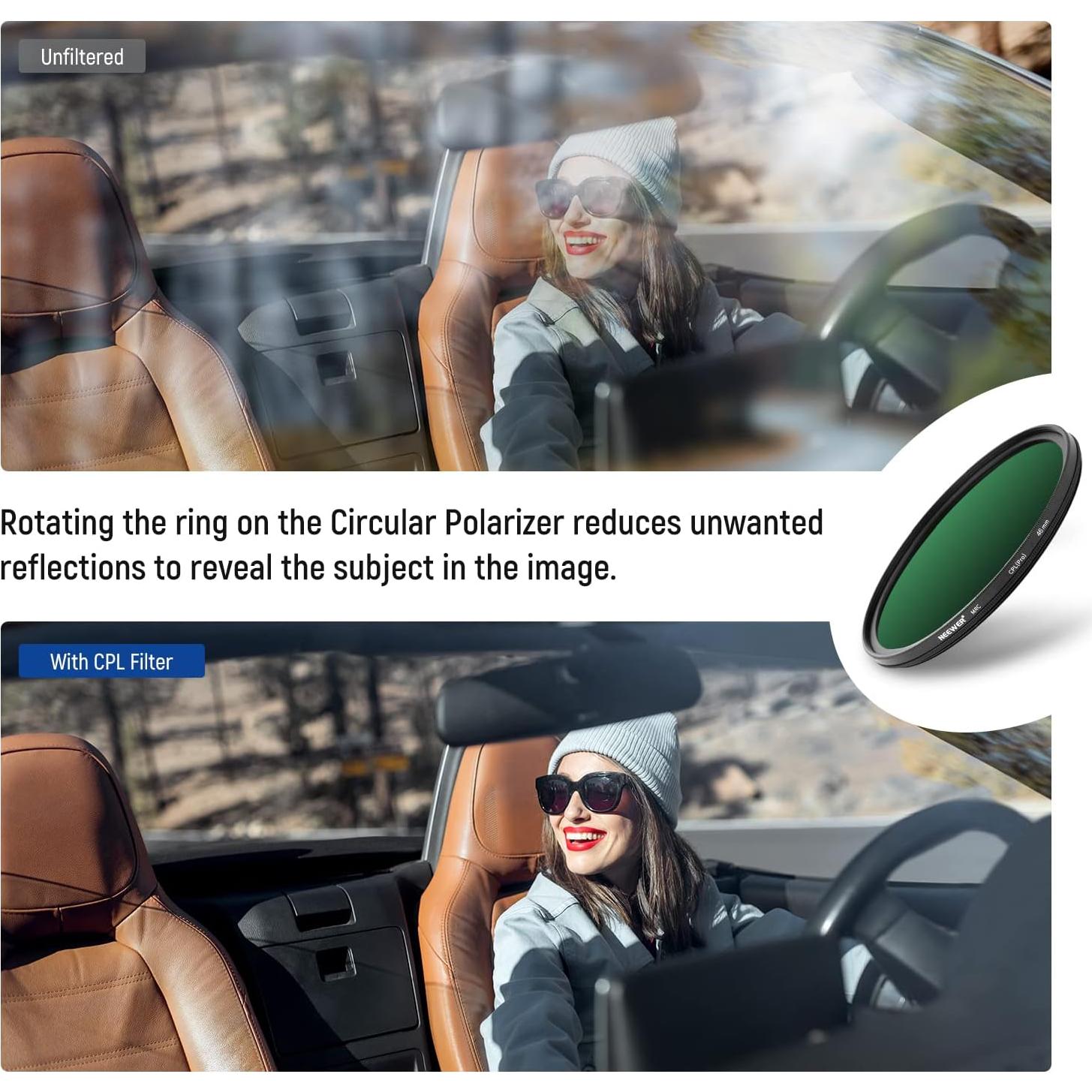 Filtro Polarizador Circular NEEWER 46mm MRC CPL Ultra Delgado