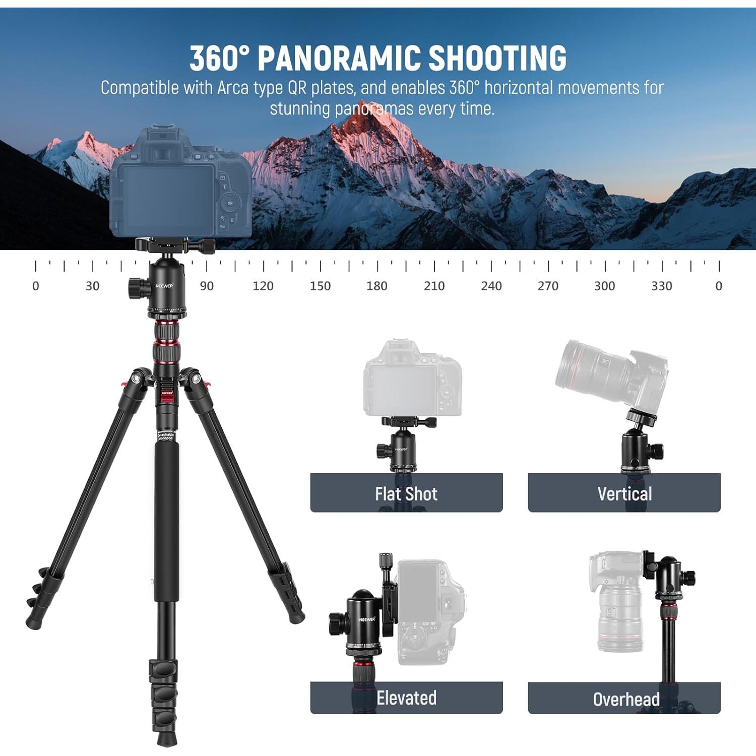 Trípode de Cámara Neewer 197cm con Soporte para Teléfono y Control Remoto
